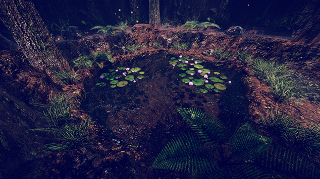 睡蓮の浮かぶ水場があるForest Mapの森