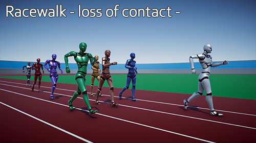 Racewalkers moving through a loss-of-contact sequence.