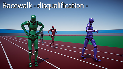 Racewalkers in a disqualification scene.